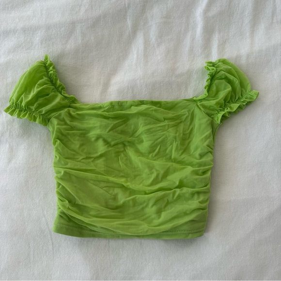 Green Off-Shoulder Ruched Top - Picture 5 of 5